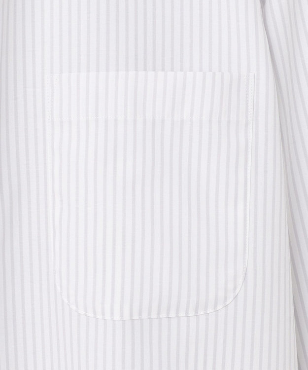 GOTAIRIKU 【形態安定】PREMIUMPLEATS_セミワイドカラー 通年ドレスシャツ（ストライプ） ライトグレーストライプ