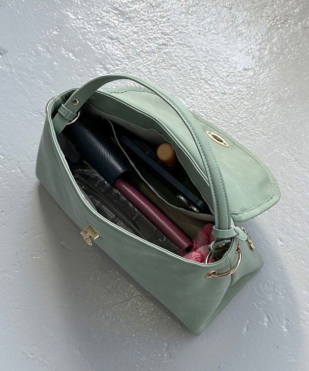 組曲 スエードライク トップハンドルバッグ ピスタチオ系