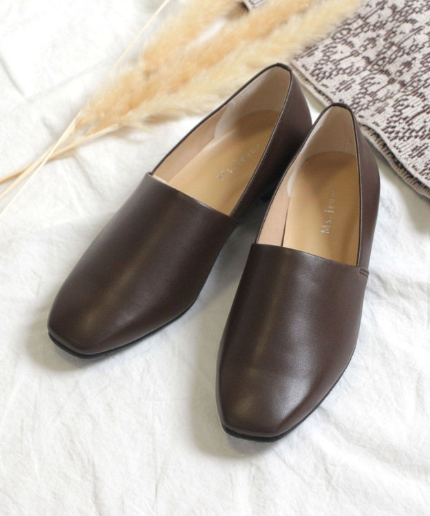 Pointer 日本製 サイドVカットパンプス ブラウン