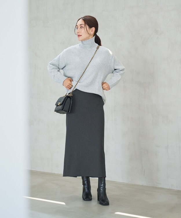 #Newans 【セレモニーにも】〈亀恭子さんコラボ〉美シルエットロングタイトスカート グレー