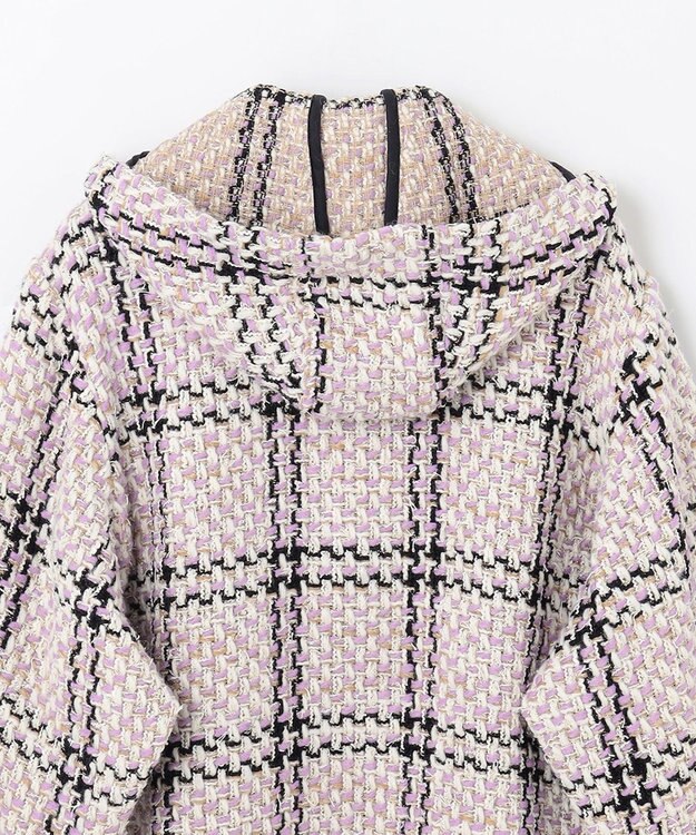 GRACE CONTINENTAL ツイードフーディーコート ラベンダー