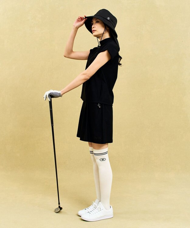 23区GOLF 【UNISEX】日常使いもしやすいシンプルデザイン 首後ろもしっかケアするネックカバー付バケットハット ギフトにもおすすめ◎ ブラック系