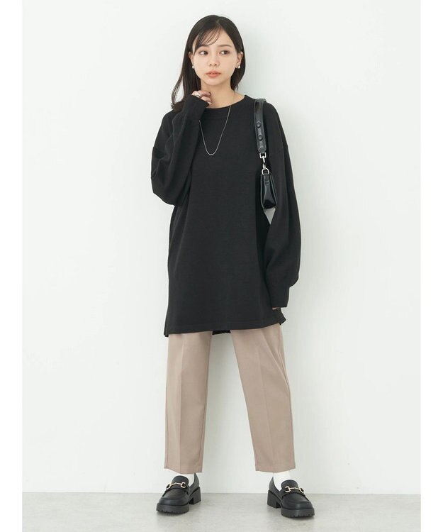 earth music&ecology バックヘムプリーツチュニック Black