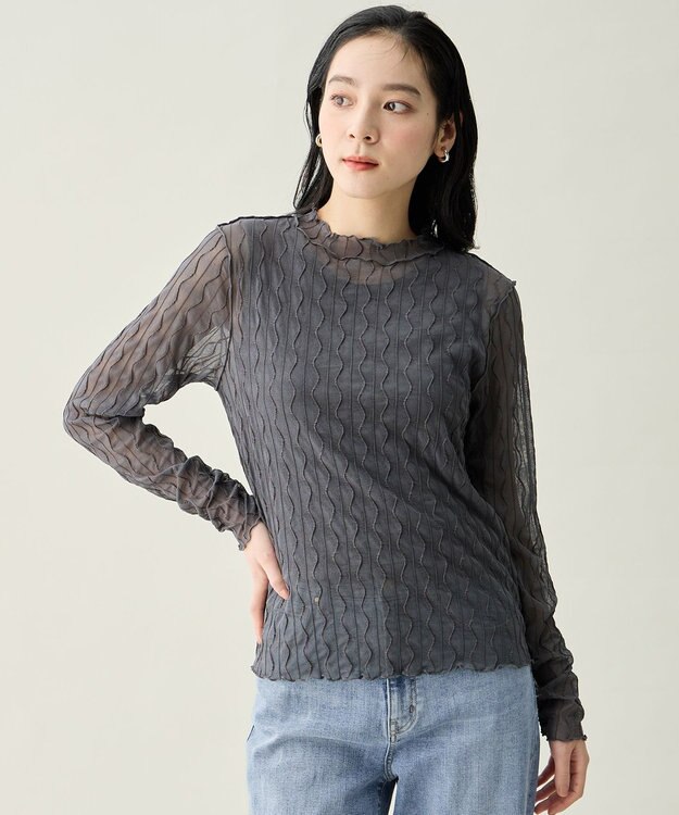 ANY L レースインナートップス グレー