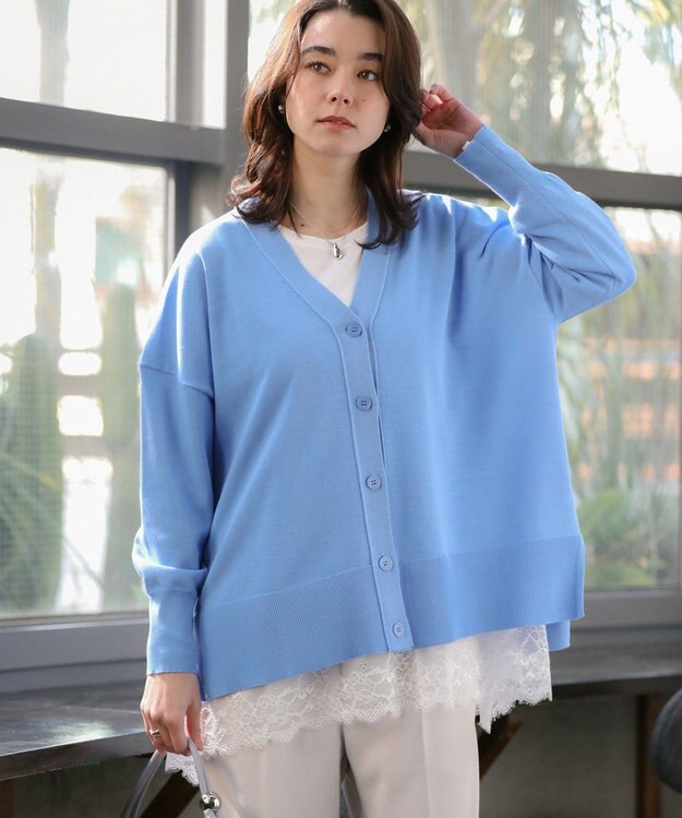 Green Parks 裾イレヘムレースドッキングプルオーバー Off White