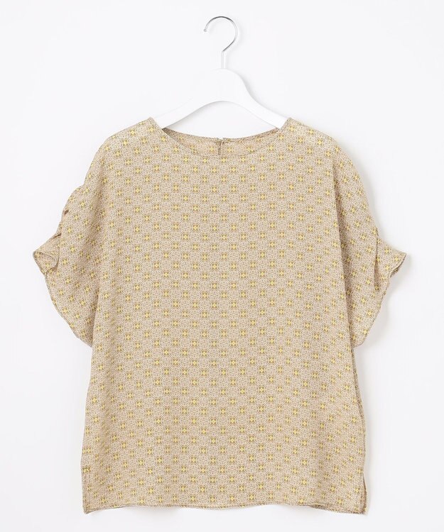 自由区 【洗える・XSサイズあり】アラベスクプリント ブラウス オリーブイエロー