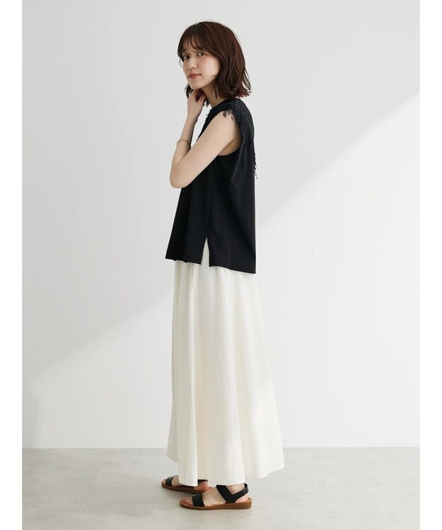 Green Parks Ｉ　切替ギャザーロングスカート Off White