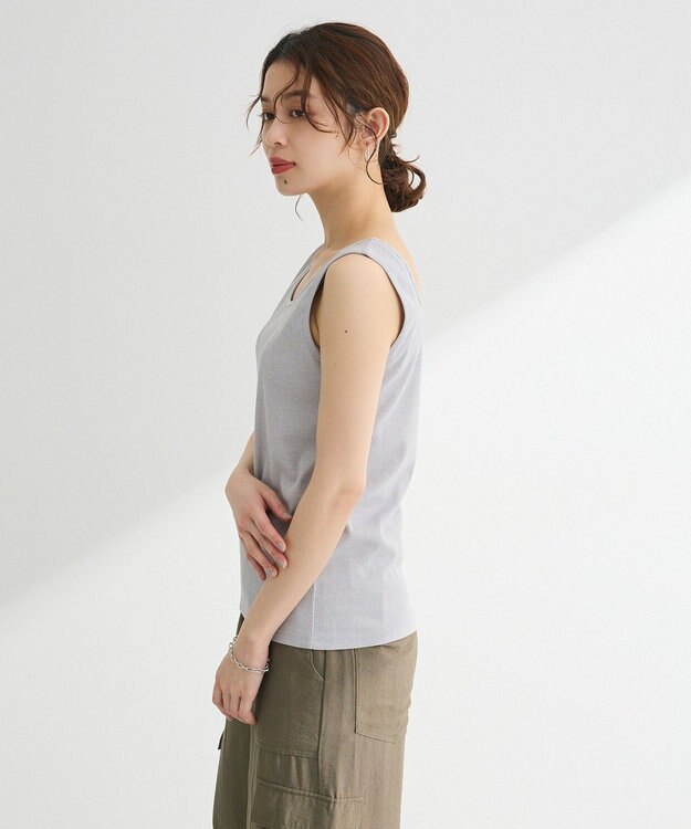 Green Parks 前後２Ｗａｙ　ラメリブタンクトップ Light Gray