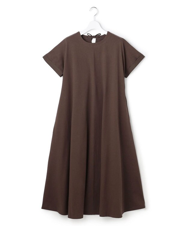 J.PRESS YORK STREET 【WOMEN】キャップスリーブAラインワンピース ダークブラウン系