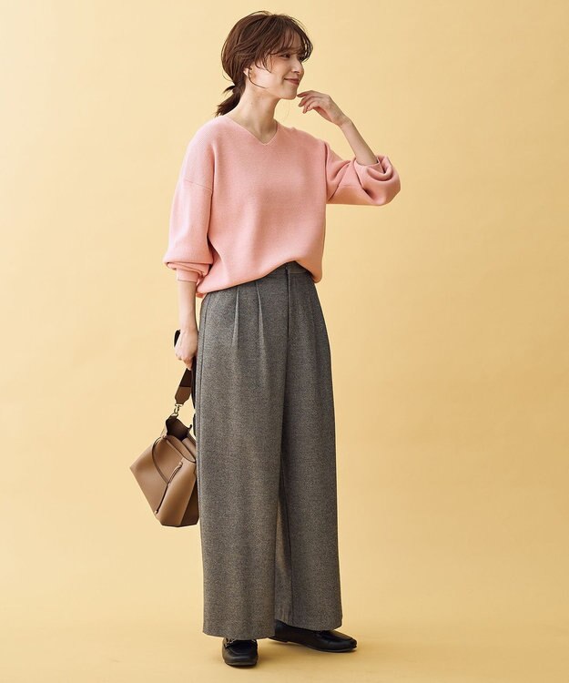 ANY 【8色展開】Vネックデイリーニット ピンク