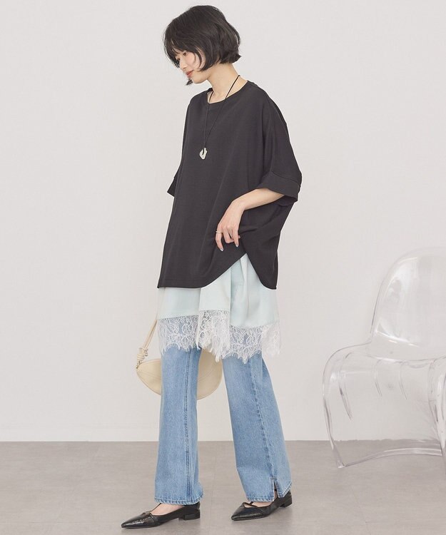 AMERICAN HOLIC 異素材コクーンプルオーバー Black