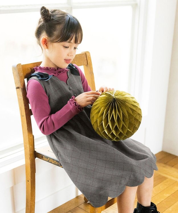 ANY KIDS チェックジャンパースカート チャコールチェック