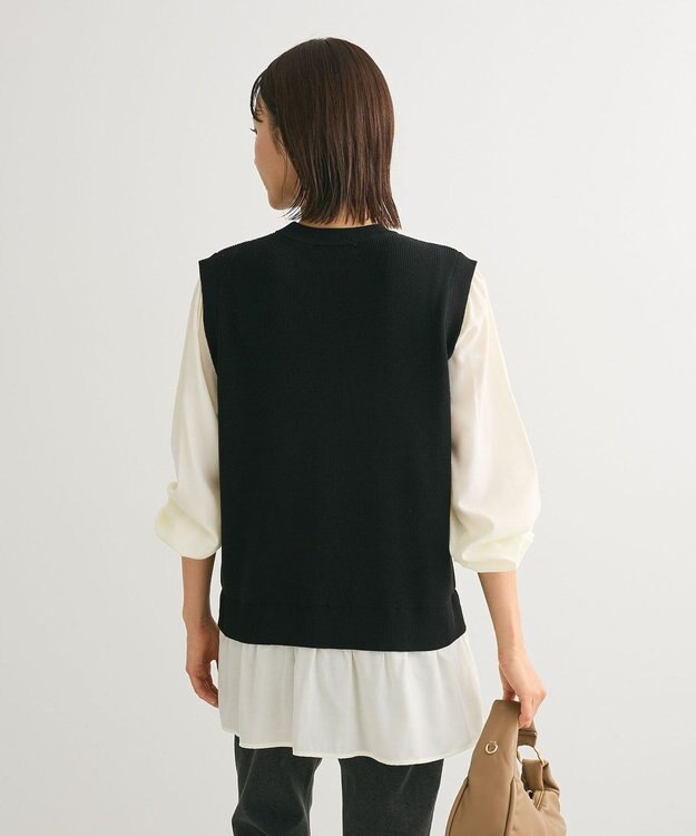 Green Parks 布帛ドッキングニットチュニック Black