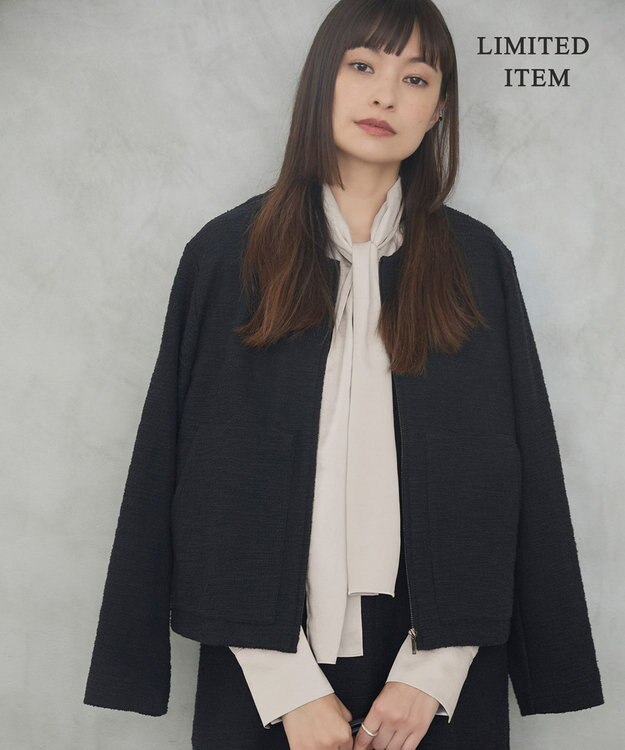 ICB 【WEB限定・洗える】 ツイードインレイ ブルゾン ブラック系