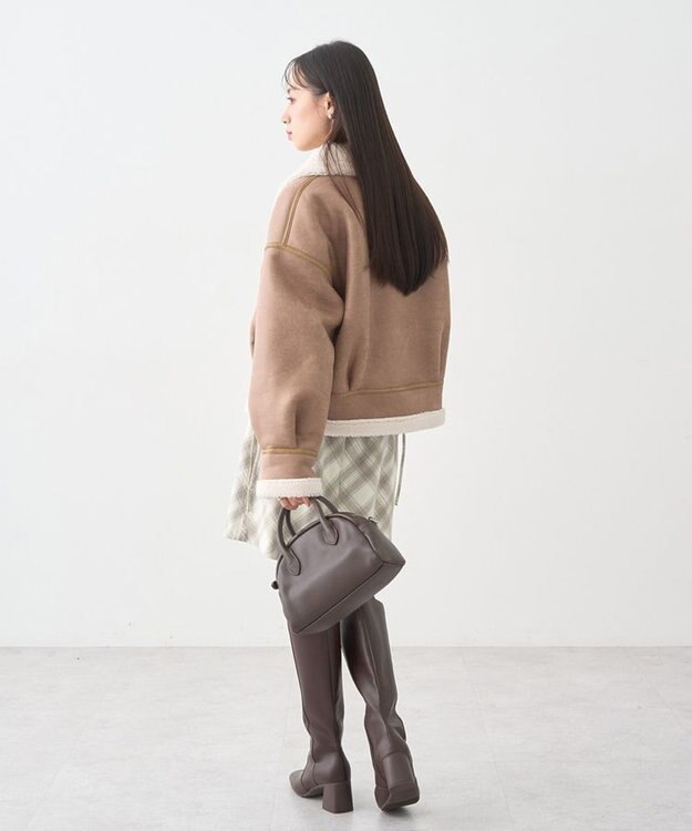 earth music&ecology フェイクムートンジャケット Beige