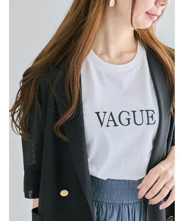 Te chichi パール&刺繍ロゴスタンダードTシャツ オフホワイト