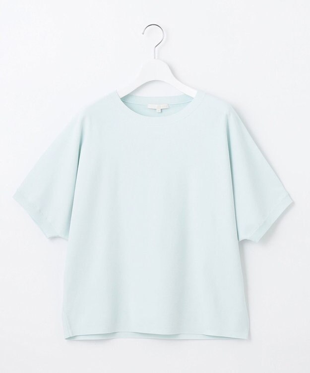 自由区 【WEB限定カラーあり・接触冷感・UVカット】クレープストレッチドルマン ニット サックス