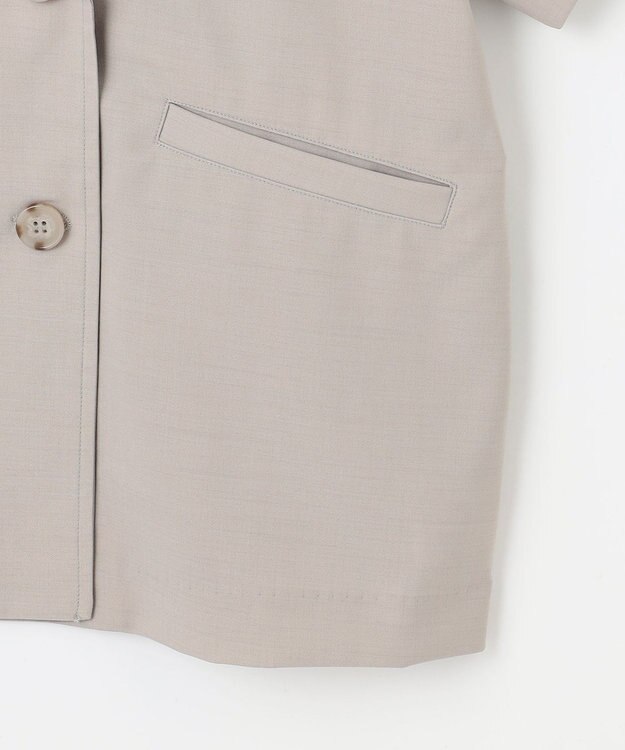 ANY 【洗濯機可/セットアップ可/UVケア/速乾/イージーケア】サラサラテックリネン半袖テーラードジャケット グレージュ