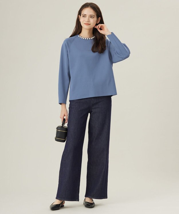 自由区 【洗える】ウスカルデニム ワイドパンツ インディゴ