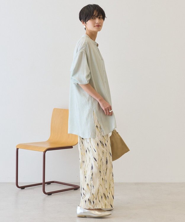 AMERICAN HOLIC 楊柳バンドカラーシャツ Mint