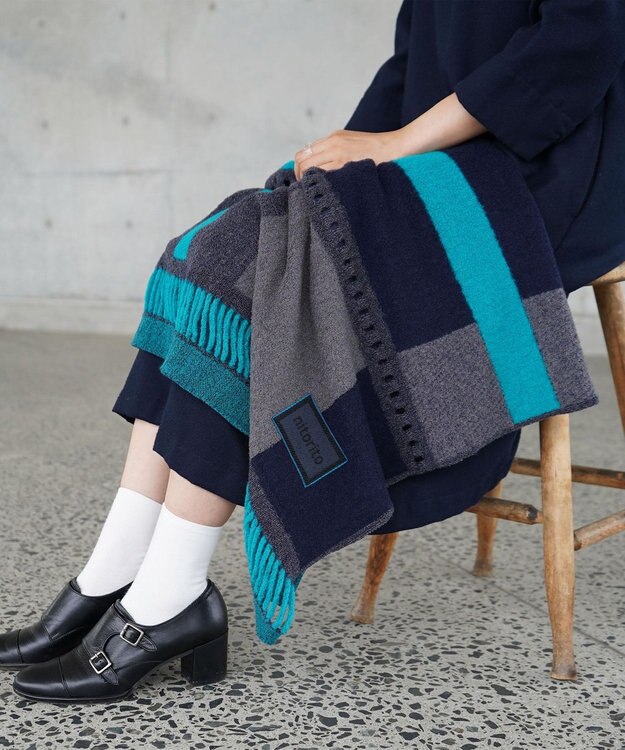 nitorito 【3WAY/秋冬向け/UNISEX】wadachi チェック柄 ストール navy