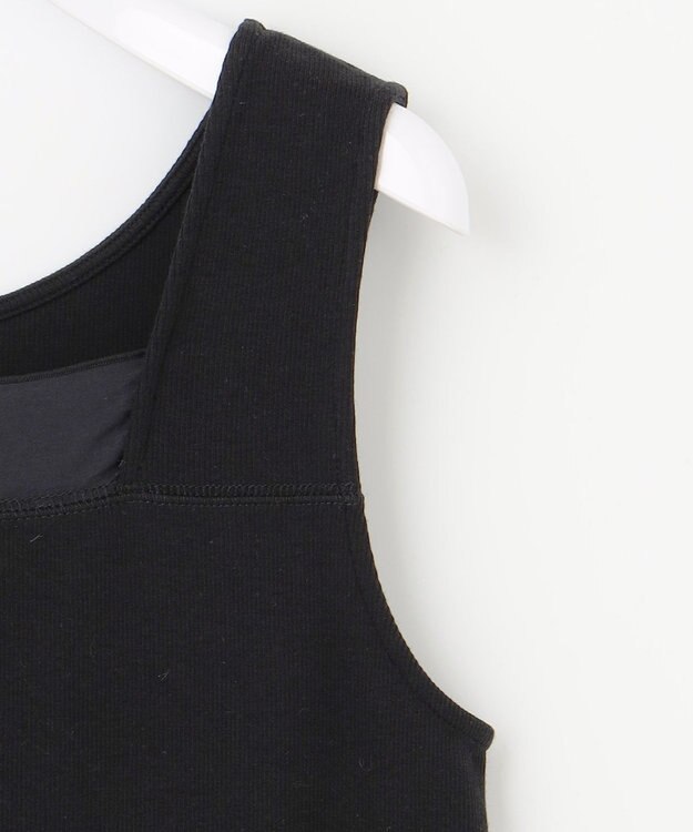 ANY SIS 【洗える】シアーコンビスクエアネック タンクトップ ブラック