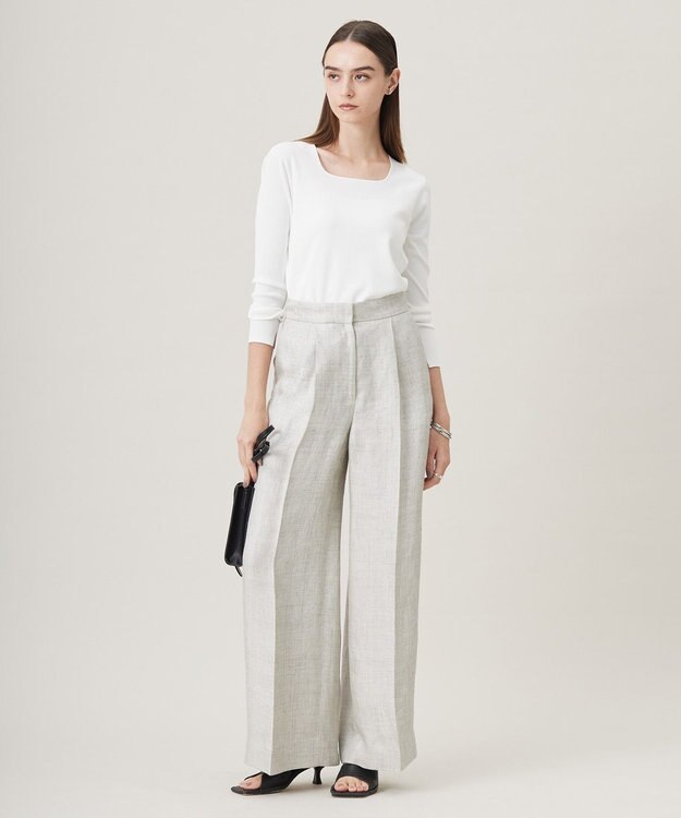 ICB 【日本製】トリアセリネンシャイニーツイル ワイドパンツ ライトグレー系