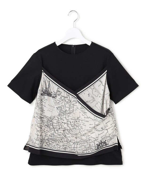 23区 S 【先行予約】スカーフコンビジャージー カットソー ブラック×オフ