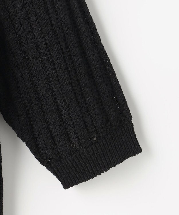 自由区 L ストライプパターンジップ ニット ブラック