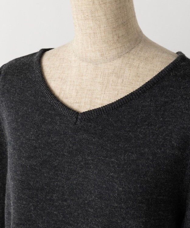 TOQUE 〈大草直子さんアドバイザー〉【天然素材】アルパカシルクニット5分袖 チャコールグレー