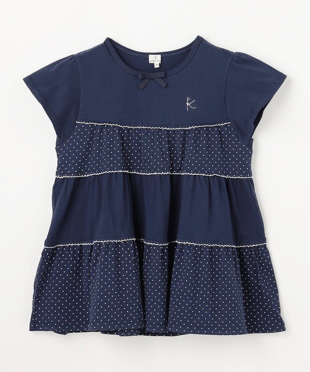 組曲 KIDS 【150-160㎝】 ドットティアードチュニック ネイビー