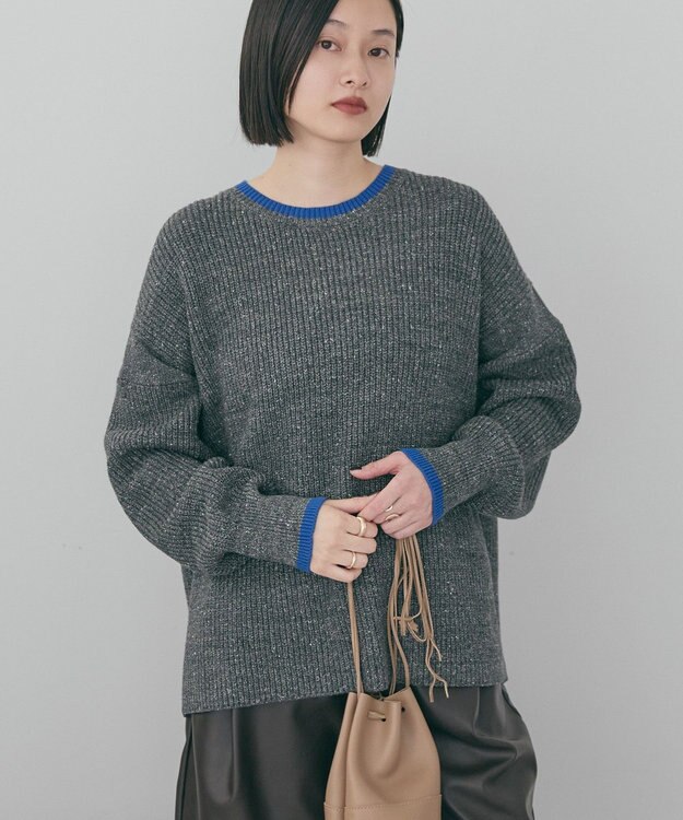 AMERICAN HOLIC 【WEB限定】配色ラインニットプルオーバー Light Gray Mixture