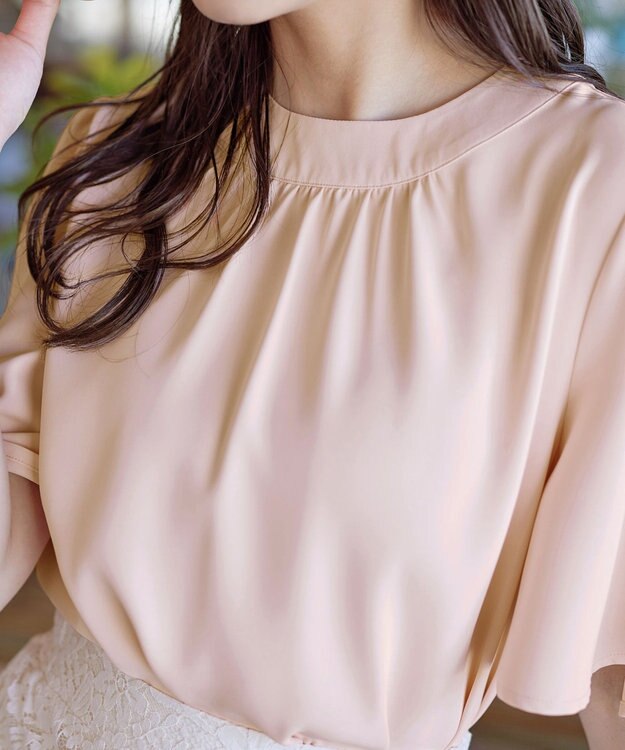 Tiaclasse 【洗える】5分丈フレアスリーブブラウス ライトピンク