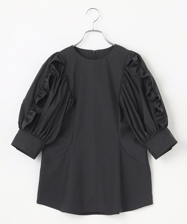 #Newans 【イージーケア】フリルスリーブブラウス ブラック系