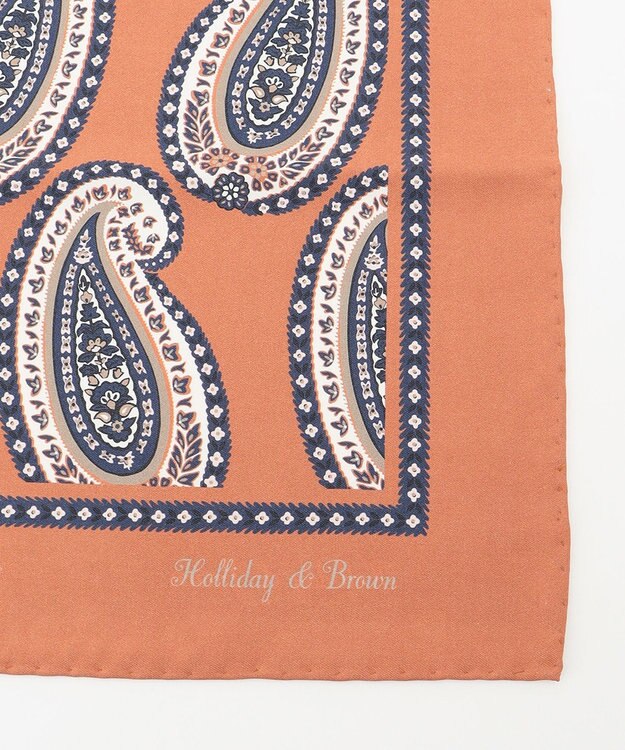 JOSEPH ABBOUD 【イタリア製】ビックペイズリーパターンチーフ オレンジ系6