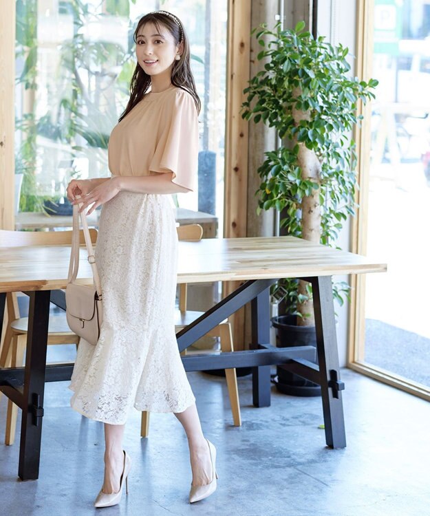 Tiaclasse 【洗える】5分丈フレアスリーブブラウス ライトピンク