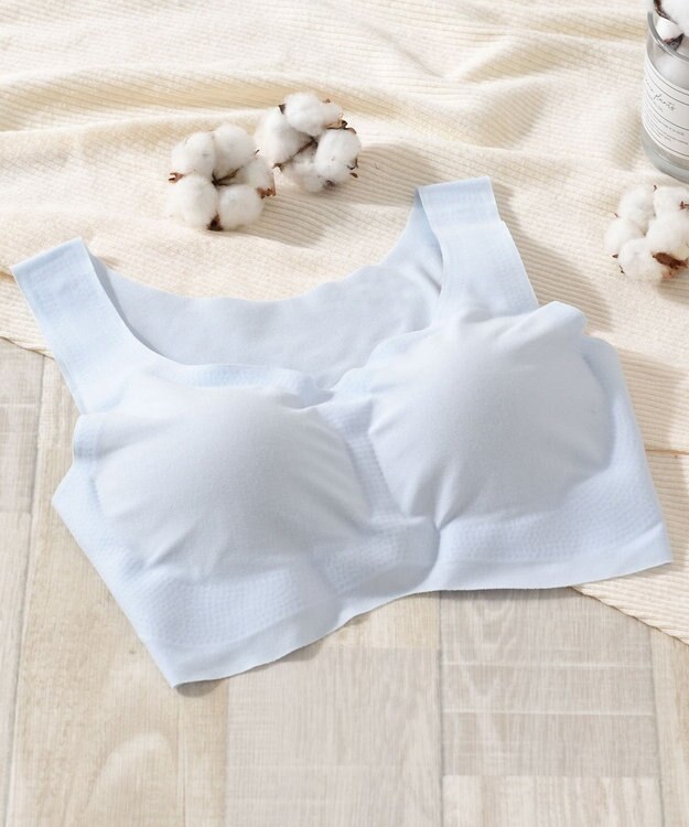 Wing ノンワイヤーブラ 【綿の贅沢】 綿混素材 ラクなのにきれい ハーフトップ KB1031 ウイング／ワコール サックス