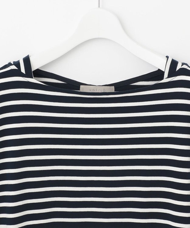 UNFILO L 撥水汗ジミ防止ボーダーT ネイビー系1