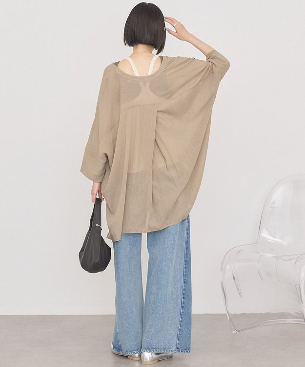 AMERICAN HOLIC Vネックポンチョシャツ Gray Beige