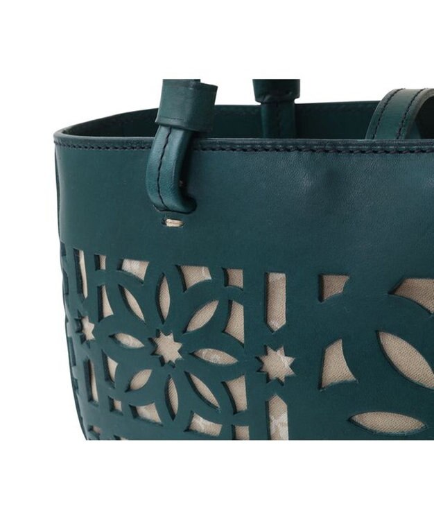 genten セイル カットワーク 手提げバッグ ブルーグリーン