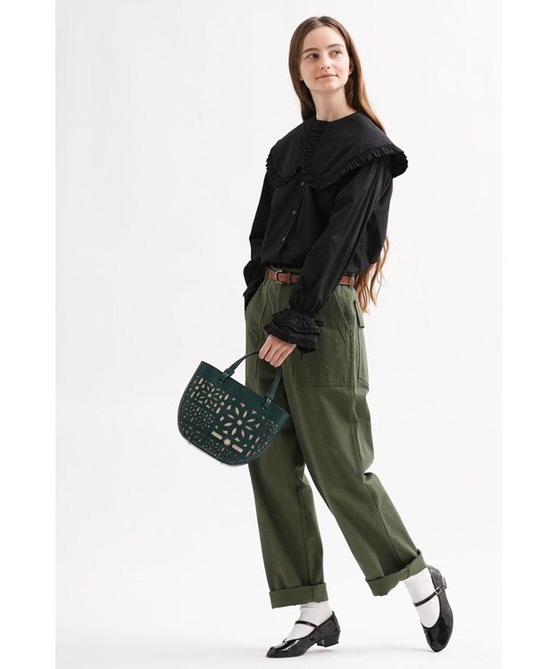 genten セイル カットワーク 手提げバッグ ブルーグリーン