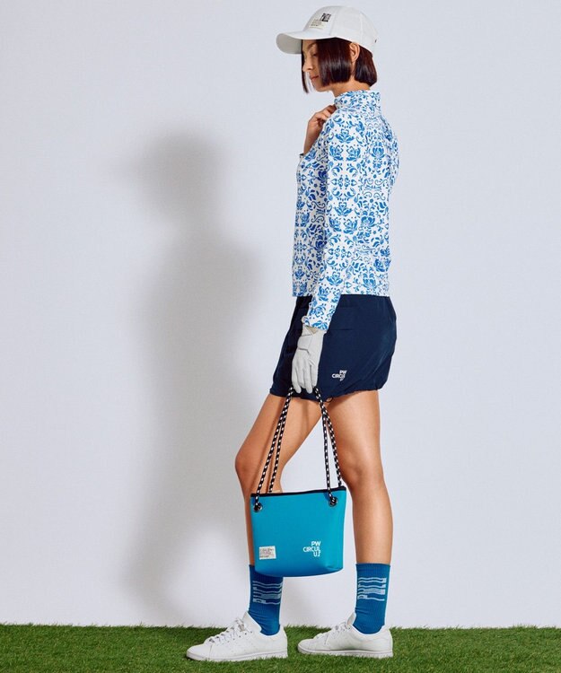 PW CIRCULUS 【吸水速乾 / UV遮蔽率99.5% UVカット / ストレッチ】【WOMEN】DELFT総柄 ロングスリーブモックT ゴルフウェア レディース スカイブルー系5