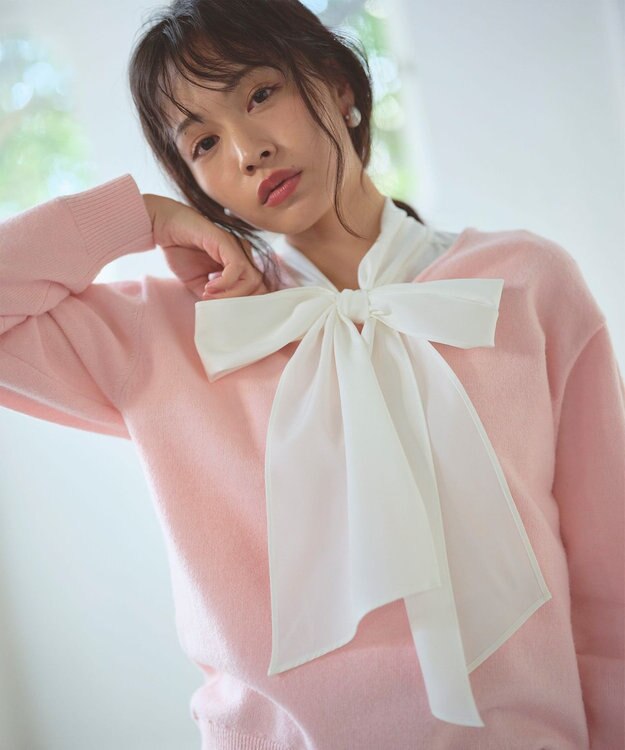 Feroux Vネックニットプルオーバー ピンク系