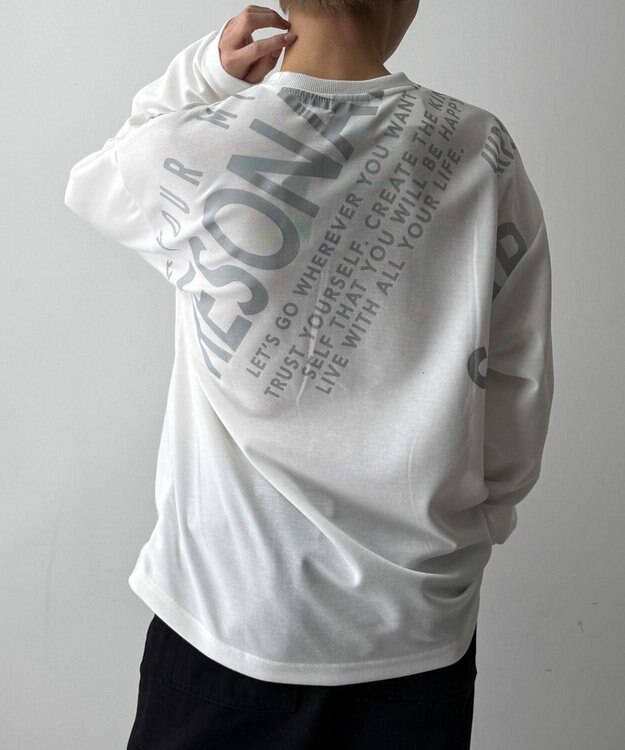 WEGO エンボスグラフィックT(LS) ホワイト