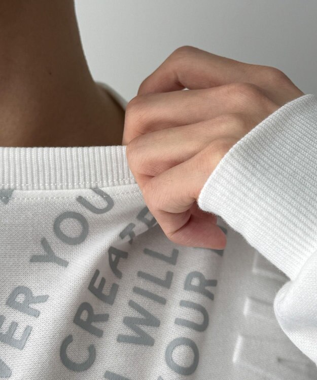 WEGO エンボスグラフィックT(LS) ホワイト