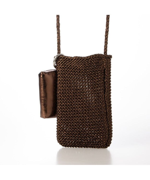 UNBILLION カシュカシュ cachecache / メタリックニットスマホショルダーバッグ ブラウン