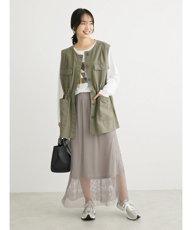 Green Parks ・ＳＵＧＡＲ　ＳＰＯＯＮ　ノーカラーミリタリーベスト Khaki