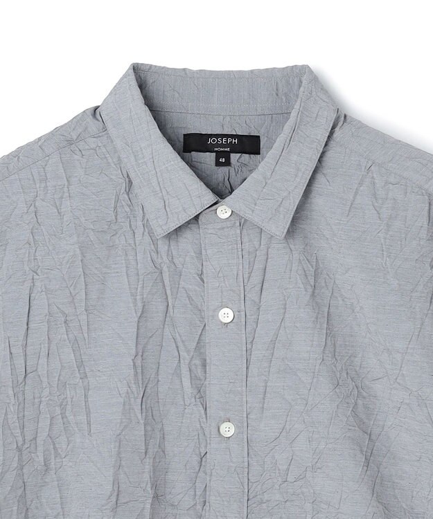 JOSEPH HOMME 【新素材】ランダムプリーツワッシャー　レギュラーカラー半袖シャツ ライトグレー系
