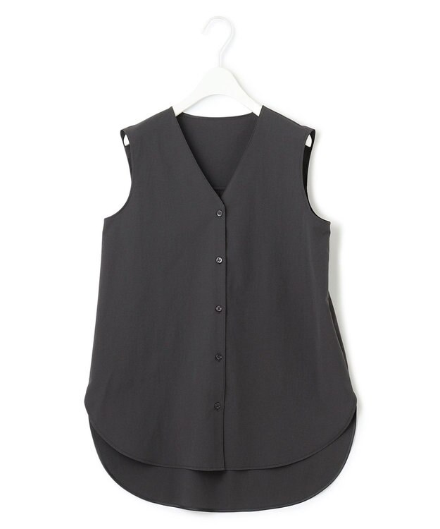 ICB L 【洗える】ヴィンテージスパンブロード ビックカラーブラウス グレー系