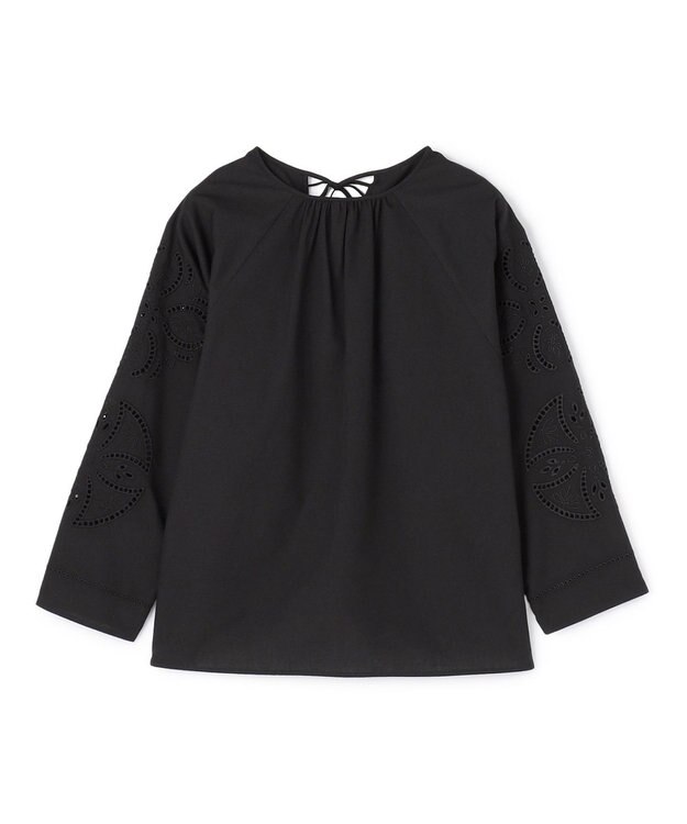 UNFILO L エンブロイダリー ブラウス ブラック